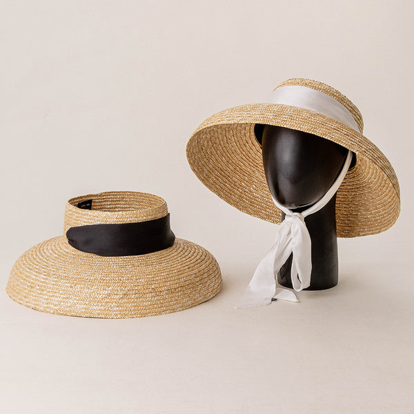 Boho Hat, Sun Hat, Beach Hat, Wide Brim Straw Hat 10 cm, Shade Visor Beige