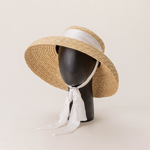 Boho Hat, Sun Hat, Beach Hat, Wide Brim Straw Hat 10 cm, Shade Visor Beige