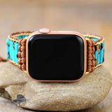 Boho Apple Watch Band,Beaded Apple Watch Band, Wrist Band Bracelet, Blue and Green Jasper