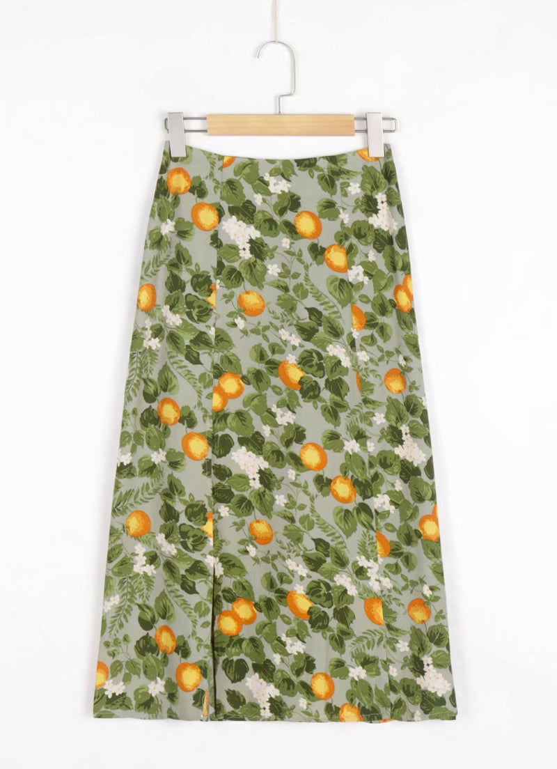 Boho Skirt, Hippie Skirts, Midi Skirt, Madarin Garden Green