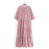 Boho Maxi Dress, Sundress, Elliana Rose in Blue and Pink