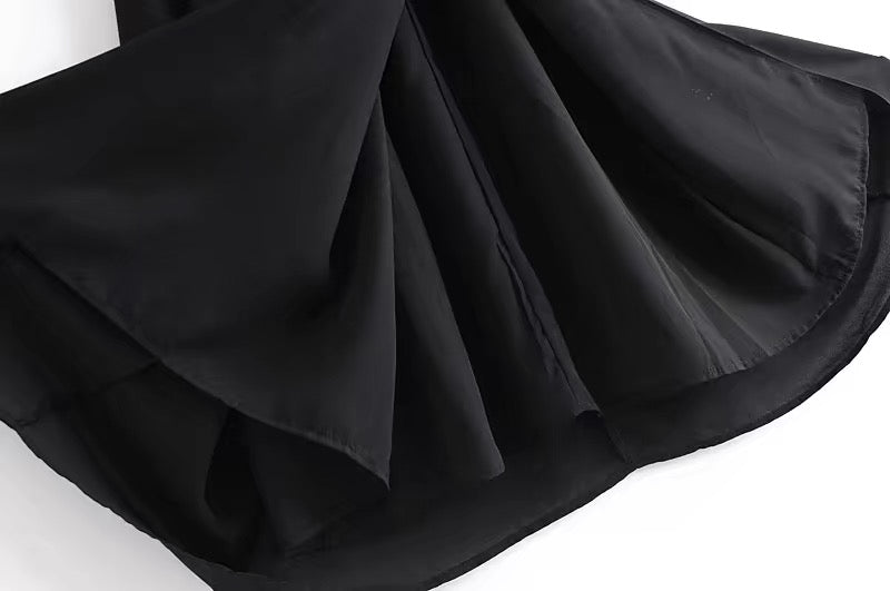 Boho Midi Dress, Strappy Sundress, Lady in Black