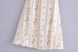 Boho Midi Dress, Strappy Sundress, White Vintage Rose