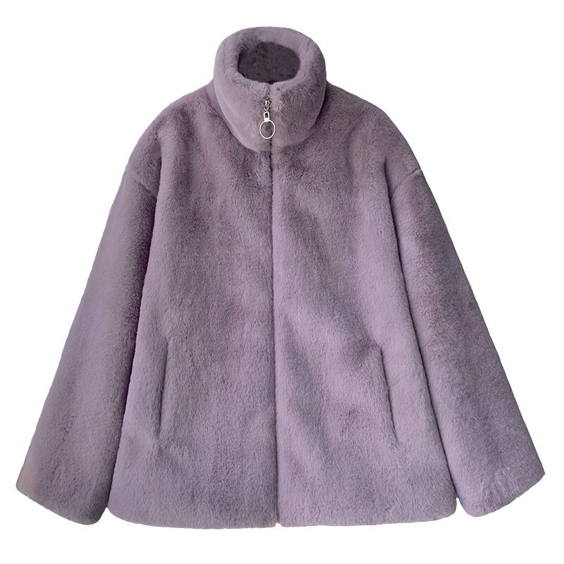 Boho Winter Coat, Fur Coat, Faux Fox Fur, Western Rabbit in Lavender