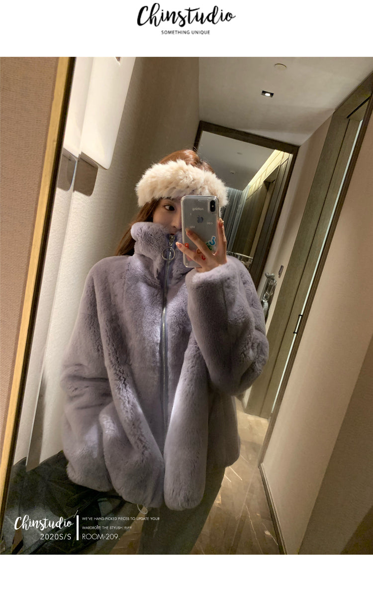 Boho Winter Coat, Fur Coat, Faux Fox Fur, Western Rabbit in Lavender