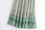 Boho Skirt, Hippie Skirts, Maxi Skirt, Esme Flower in Green