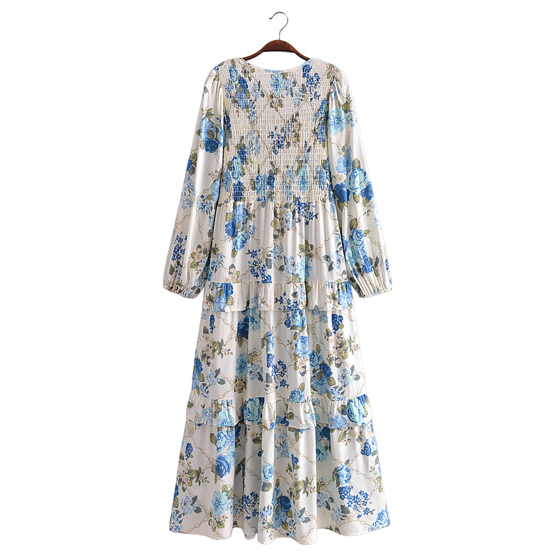 Boho Maxi Dress - Gown - Adrienne Blue Naomie - Bohemian Style - Elegant Evening Dress