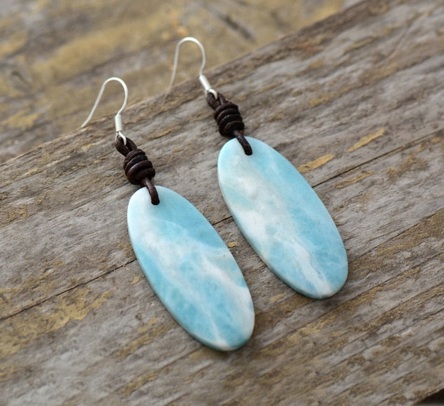 Boho Earrings, Dangle Earrings, Blue Stone - Wild Rose Boho