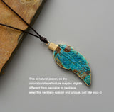 Boho Necklace, Blue Agate Leaf Pendant - Wild Rose Boho
