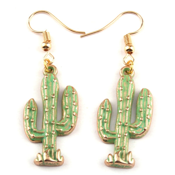 Boho Earrings, RH Dangle Earrings, Green Cactus