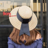 Boho Hat, Sun Hat, Beach Hat, Wide Brim Straw Hat, Big Black Ribbon - Wild Rose Boho