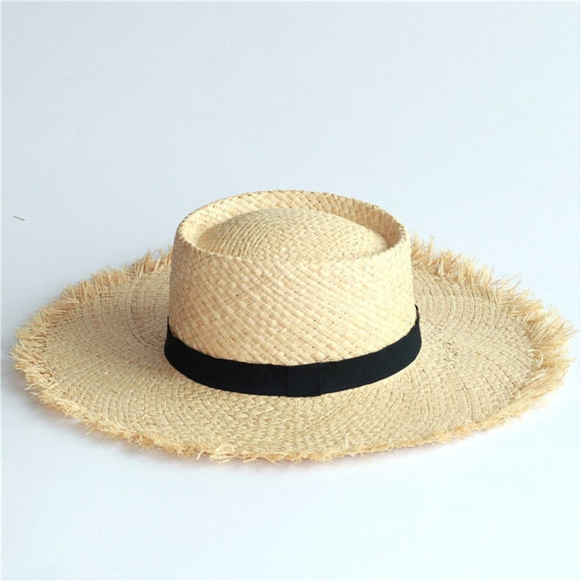 Boho Hat, Sun Hat, Beach Hat, Wide Brim Hat, Straw Hat, Natural Color - Wild Rose Boho